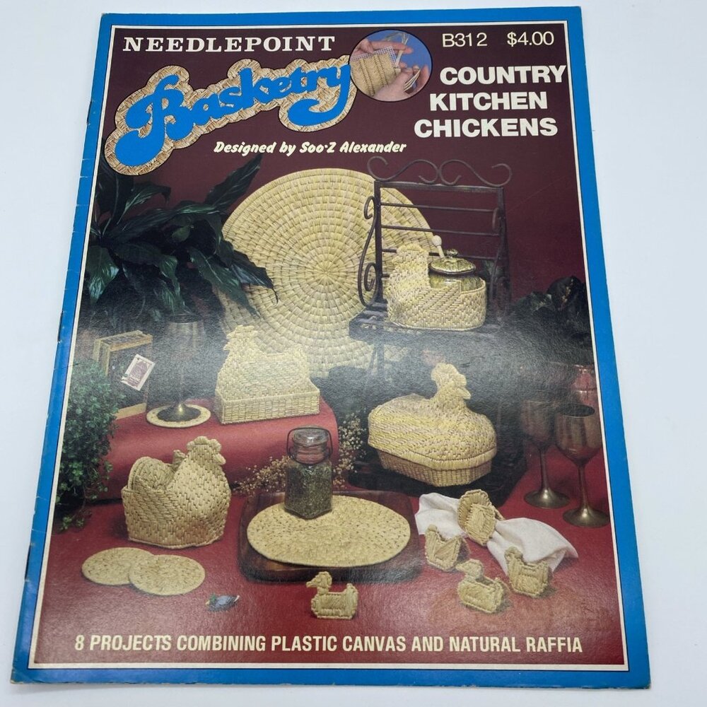 Needlepoint Basketry B312 Country Kitchen Chickens 8 Projects Plastic Canvas